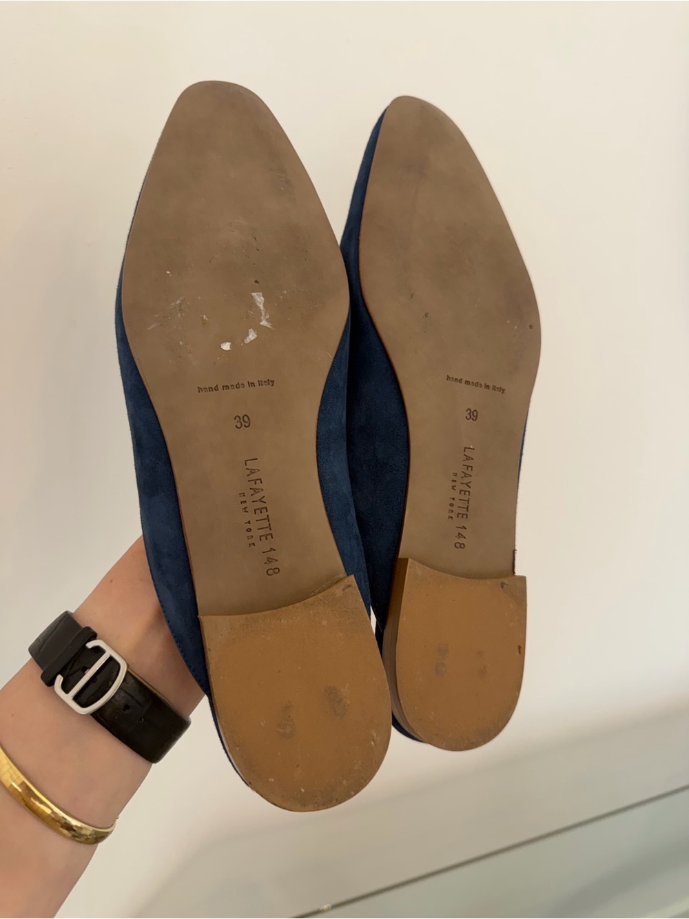 Lafayette 148 Navy Blue Suede Italian Leather Mule Flats EU 39 - Picture 5 of 11